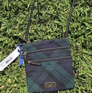 Dooney & Bourke Plaid Nylon Triple Zip Crossbody Shoulder Bag